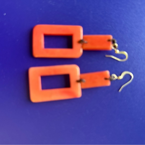 Tagua Nut Coral Earrings - Picture 3 of 5
